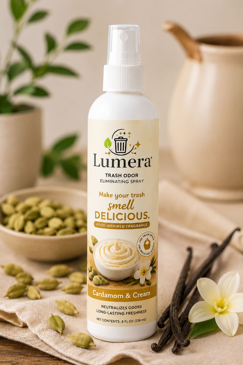 Lumera Fresh Cardamom & Cream trash deodorizer